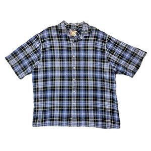Vintage Banana Republic Shirt Mens Large Mill Valley Blue Plaid Button Up 80s